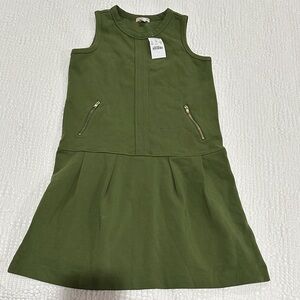 CREWCUTS Olive Green Casual Jumper Dress Zippered Pockets Girls 12 Preppy NWT
